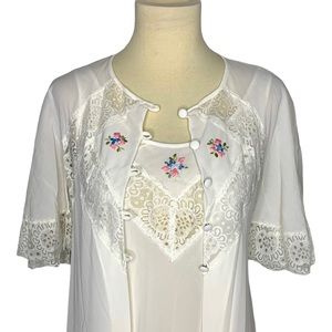 Vintage peignoir nightgown & robe set, S, soft white